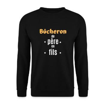 Bûcheron de père en fils - Sweat-shirt Unisexe - noir - Devant - Alina (178cm) & Michal (187cm)