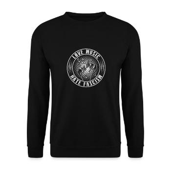 Gegen Nazis | Musik Rassismus Antifa Geschenkideen - Unisex Pullover - Schwarz - Vorne - Alina (178cm) & Michal (187cm)