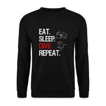 Eat Sleep Dive Repeat - Requin marteau - Sweat-shirt Unisexe - noir - Devant - Alina (178cm) & Michal (187cm)