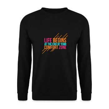 Life begins at the end of your comfort zone Gift - Unisex Sweatshirt - black - Front - Alina (178cm) & Michal (187cm)