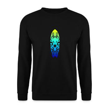Maori Surfboard Sonne Wellen Tribal Tattoo Gift - Unisex Pullover - Schwarz - Vorne - Alina (178cm) & Michal (187cm)