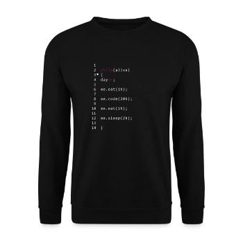 Lebendiger Code - Unisex Pullover - Schwarz - Vorne - Alina (178cm) & Michal (187cm)