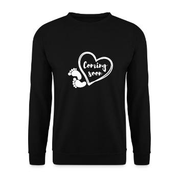 Coming soon baby pregnancy gift - Unisex Sweatshirt - black - Front - Alina (178cm) & Michal (187cm)