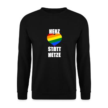 Gegen Rassismus Nazis Faschismus | Antifa Geschenk - Unisex Pullover - Schwarz - Vorne - Alina (178cm) & Michal (187cm)