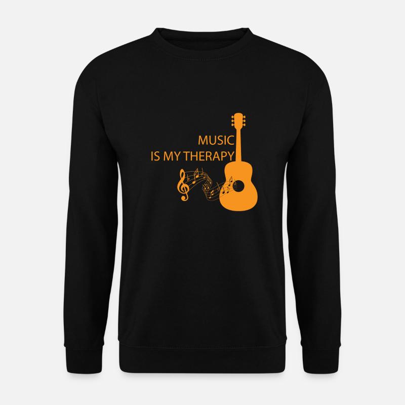 Music is my Therapy Musik Gitarre Geschenk - Unisex Pullover - Schwarz