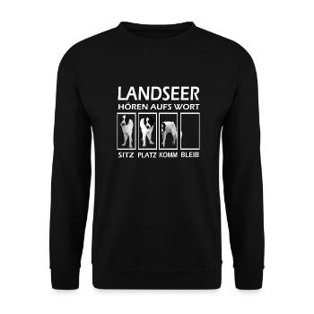Landseer-Hund--Geschenkidee - Unisex Pullover - Schwarz - Vorne - Alina (178cm) & Michal (187cm)