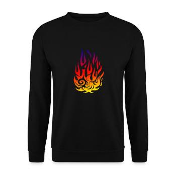 Tribal Tattoo Flammenfeuer Geschenkidee - Unisex Pullover - Schwarz - Vorne - Alina (178cm) & Michal (187cm)