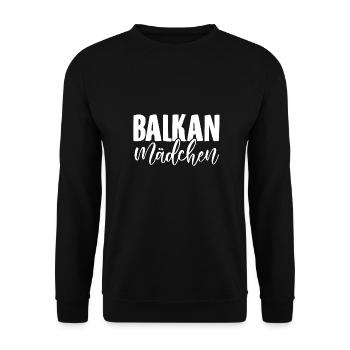 Balkan Mädchen | Kroatien Rumänien Kosovo Geschenk - Unisex Pullover - Schwarz - Vorne - Alina (178cm) & Michal (187cm)