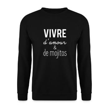 Vivre d'amour et de mojitos - Sweat-shirt Unisexe - noir - Devant - Alina (178cm) & Michal (187cm)