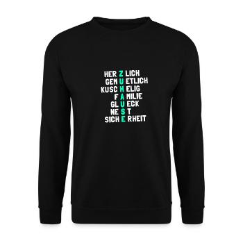 Zuhause ist es doch am schönsten ... - Unisex Pullover - Schwarz - Vorne - Alina (178cm) & Michal (187cm)
