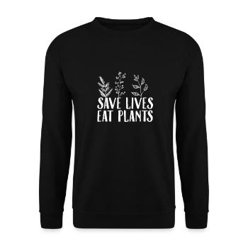 Veganer | Tierschutz Vegan Vegetarier Geschenkidee - Unisex Pullover - Schwarz - Vorne - Alina (178cm) & Michal (187cm)