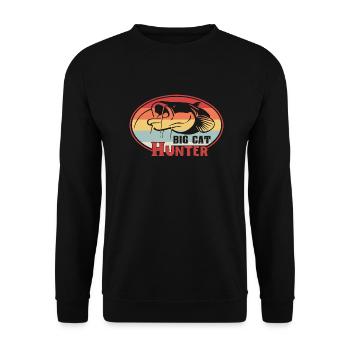 Silure de chasseur de gros chat de poisson-chat - Sweat-shirt Unisexe - noir - Devant - Alina (178cm) & Michal (187cm)