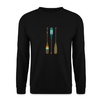 Trois pagaies idée cadeau fan de canoë coloré - Sweat-shirt Unisexe - noir - Devant - Alina (178cm) & Michal (187cm)
