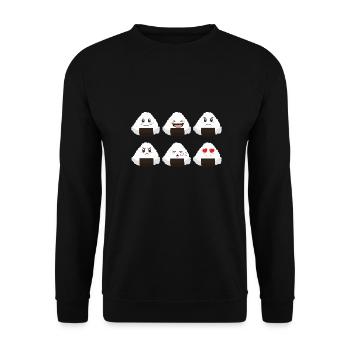 Onigiri Sweet Emotion Kawaii Funny Gift - Unisex Sweatshirt - black - Front - Alina (178cm) & Michal (187cm)
