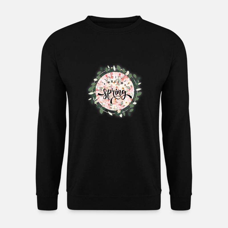 Hello spring flowers pattern - Unisex Sweatshirt - black