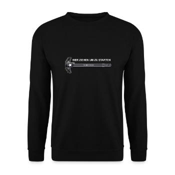 AR15 hier ziehen um zu starten Schuetzenfest - Unisex Pullover - Schwarz - Vorne - Alina (178cm) & Michal (187cm)