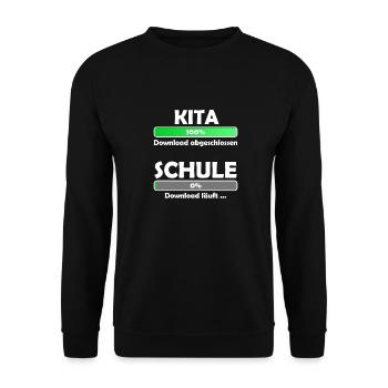 Schule loading - Schulbeginn - Einschulung - Unisex Pullover - Schwarz - Vorne - Alina (178cm) & Michal (187cm)