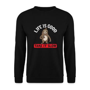 Take It Slow - Sloth - Unisex Sweatshirt - black - Front - Alina (178cm) & Michal (187cm)