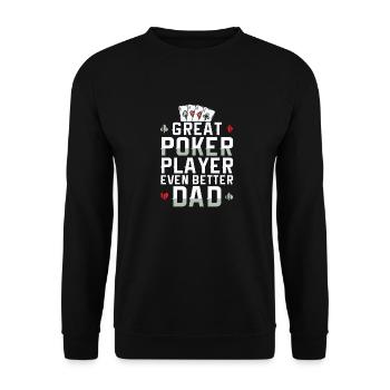 Poker Papa | Pokern Vatertag Pokerkarten Geschenk - Unisex Pullover - Schwarz - Vorne - Alina (178cm) & Michal (187cm)