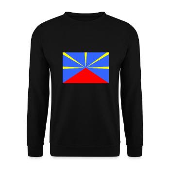 Reunion Island flag "Lo mahavéli" 974 - Unisex Sweatshirt - black - Front - Alina (178cm) & Michal (187cm)