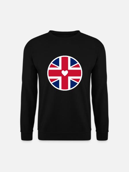 England Flagge UK Fahne Kreis Motiv mit Herz - Unisex Pullover - Schwarz