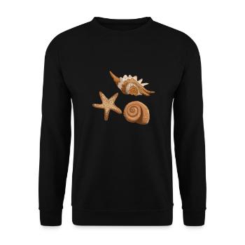 Muscheln und Seesterne - Unisex Pullover - Schwarz - Vorne - Alina (178cm) & Michal (187cm)