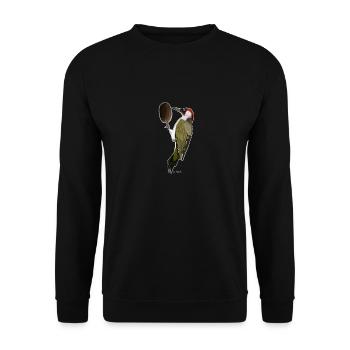 Green woodpecker comes home bird drawing - Unisex Sweatshirt - black - Front - Alina (178cm) & Michal (187cm)