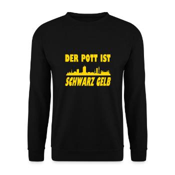 Der Pott ist schwarz gelb Dortmund sykline - Unisex Pullover - Schwarz - Vorne - Alina (178cm) & Michal (187cm)