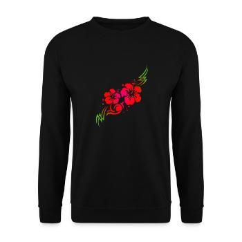 Hawaiian Flower Hibiscus Tribal Tattoo Gift Idea - Unisex Sweatshirt - black - Front - Alina (178cm) & Michal (187cm)