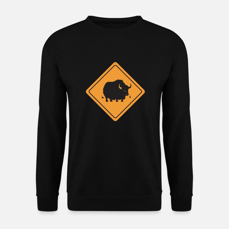 Verkehrszeichen Achtung Yak Lustige Geschenkidee - Unisex Pullover - Schwarz