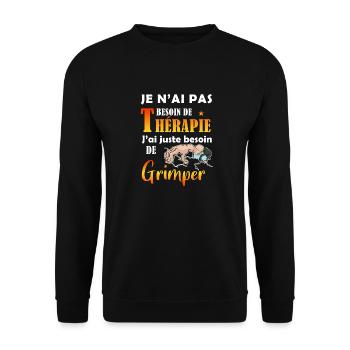 je n'ai pas besoin de thérapie escalade. grimper - Sweat-shirt Unisexe - noir - Devant - Alina (178cm) & Michal (187cm)