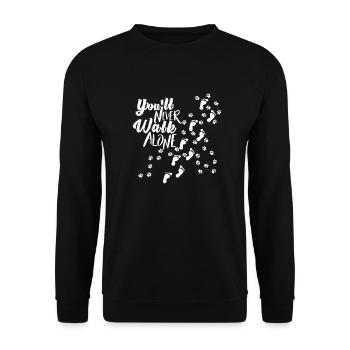 Ne marchez jamais seul avec votre chemise de chien - Sweat-shirt Unisexe - noir - Devant - Alina (178cm) & Michal (187cm)