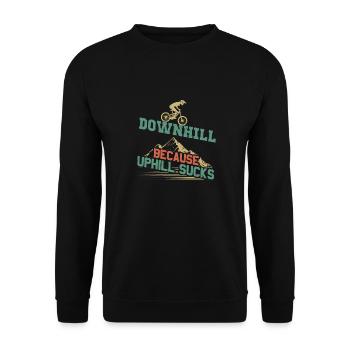 Mountainbike Downhill | BMX Mountainbiken Geschenk - Unisex Pullover - Schwarz - Vorne - Alina (178cm) & Michal (187cm)