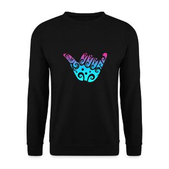 Idée de cadeau de tatouage tribal Maori Shaka signe - Sweat-shirt Unisexe - noir - Devant - Alina (178cm) & Michal (187cm)