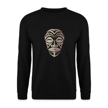 Tatouage tribal polynésien Tiki Face de Marquesa - Sweat-shirt Unisexe - noir - Devant - Alina (178cm) & Michal (187cm)