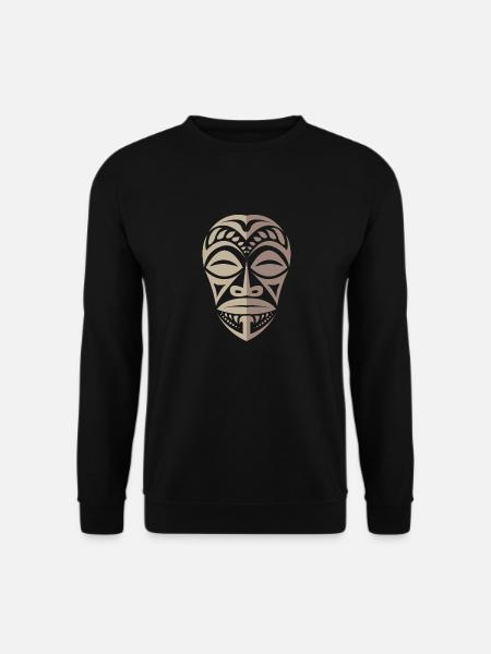 Tatouage tribal polynésien Tiki Face de Marquesa - Sweat-shirt Unisexe - noir