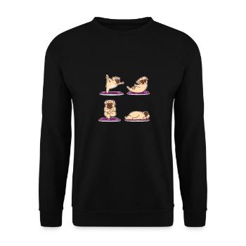 Mops Yoga | Namaste chien d’entraînement Pilates Cadeaux - Sweat-shirt Unisexe - noir - Devant - Alina (178cm) & Michal (187cm)