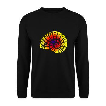 Maori Ammonit Polynesian Tribal Tattoo Geschenk - Unisex Pullover - Schwarz - Vorne - Alina (178cm) & Michal (187cm)