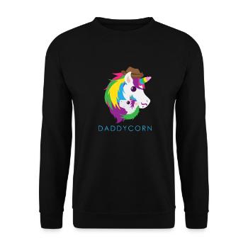 Daddycorn unicorn dad Funny gift idea - Unisex Sweatshirt - black - Front - Alina (178cm) & Michal (187cm)