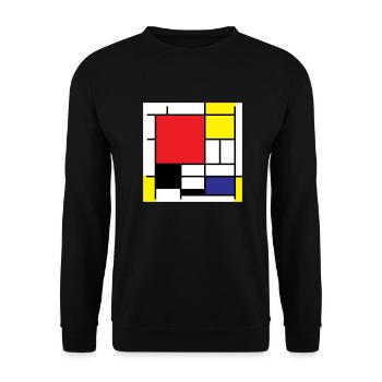 Symbol Piet Mondrian Moderne Kunst Geschenkidee - Unisex Pullover - Schwarz - Vorne - Alina (178cm) & Michal (187cm)