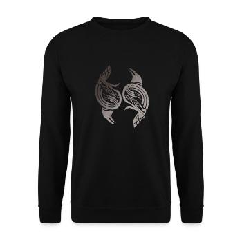 Huginn und Muninn Odins Raben Wikinger Geschenk - Unisex Pullover - Schwarz - Vorne - Alina (178cm) & Michal (187cm)