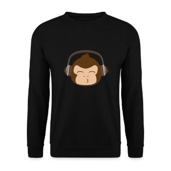 Music monkey headset Funny gift idea - Unisex Sweatshirt - black - Front - Alina (178cm) & Michal (187cm)