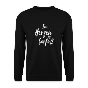 Im Herzen Barfuss weis - Unisex Pullover - Schwarz - Vorne - Alina (178cm) & Michal (187cm)