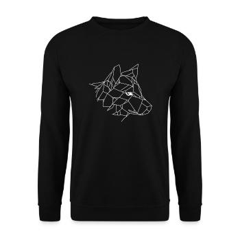 Weißer geometrischer Wolf - Unisex Pullover - Schwarz - Vorne - Alina (178cm) & Michal (187cm)
