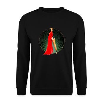 Pinup - Vintage Retro Burlesque Königin 50s Kunst - Unisex Pullover - Schwarz - Vorne - Alina (178cm) & Michal (187cm)
