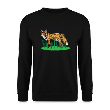 Rotfuchs / Red Fox Design I - Unisex Pullover - Schwarz - Vorne - Alina (178cm) & Michal (187cm)