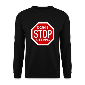 DONT STOP BELIEVING DESIGN - Unisex Pullover - Schwarz - Vorne - Alina (178cm) & Michal (187cm)