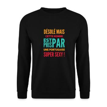 Cette homme est pris par une portugaise super sexy - Sweat-shirt Unisexe - noir - Devant - Alina (178cm) & Michal (187cm)