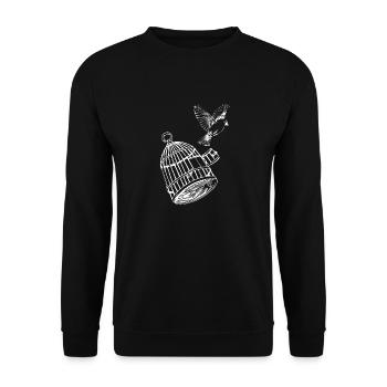 Bird out of cage tattoo design gift idea - Unisex Sweatshirt - black - Front - Alina (178cm) & Michal (187cm)