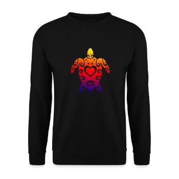 Maori Honu Turtle Love Tribal Tattoo-Geschenkidee - Unisex Pullover - Schwarz - Vorne - Alina (178cm) & Michal (187cm)